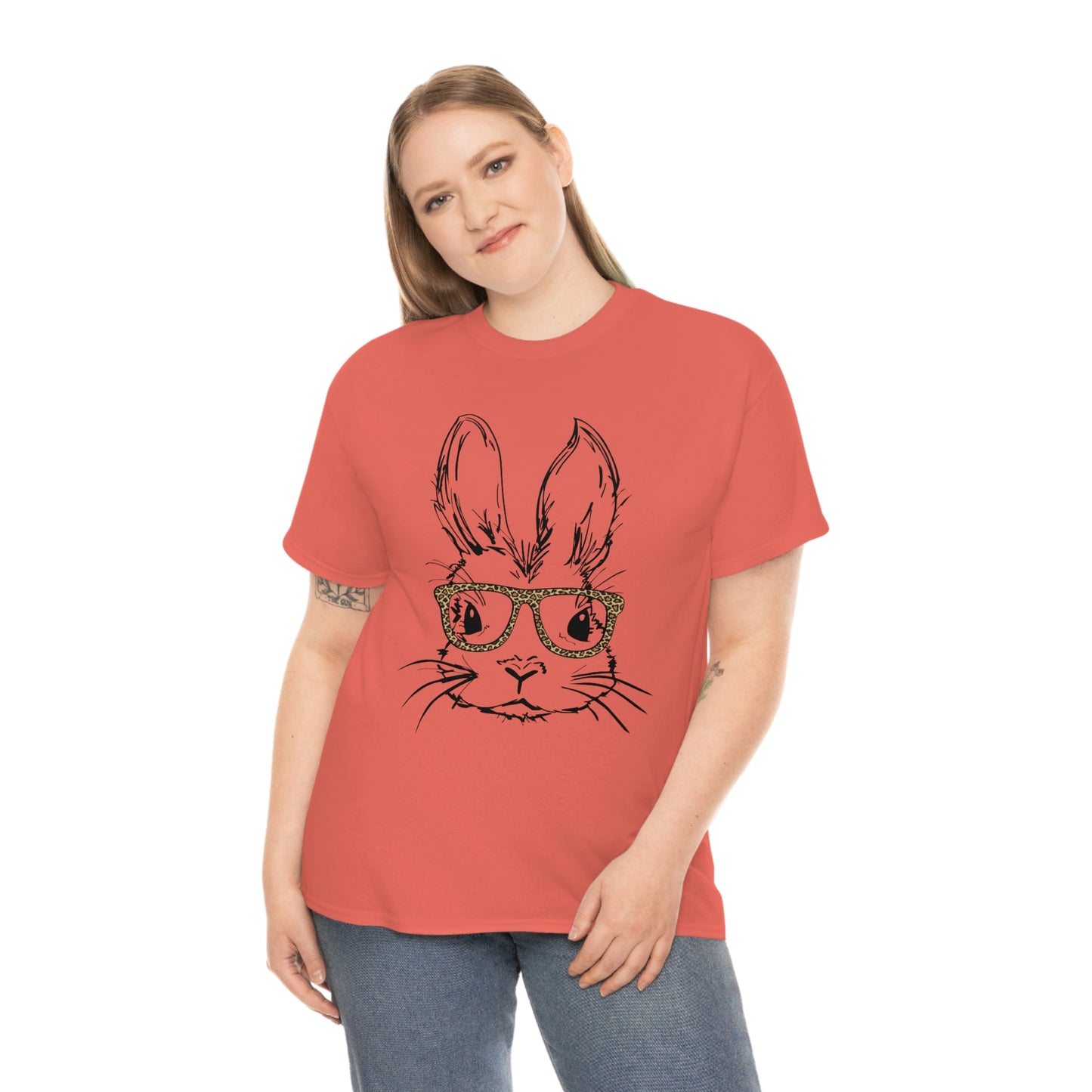 Easter Bunny With Glasses Unisex Heavy Cotton Tee