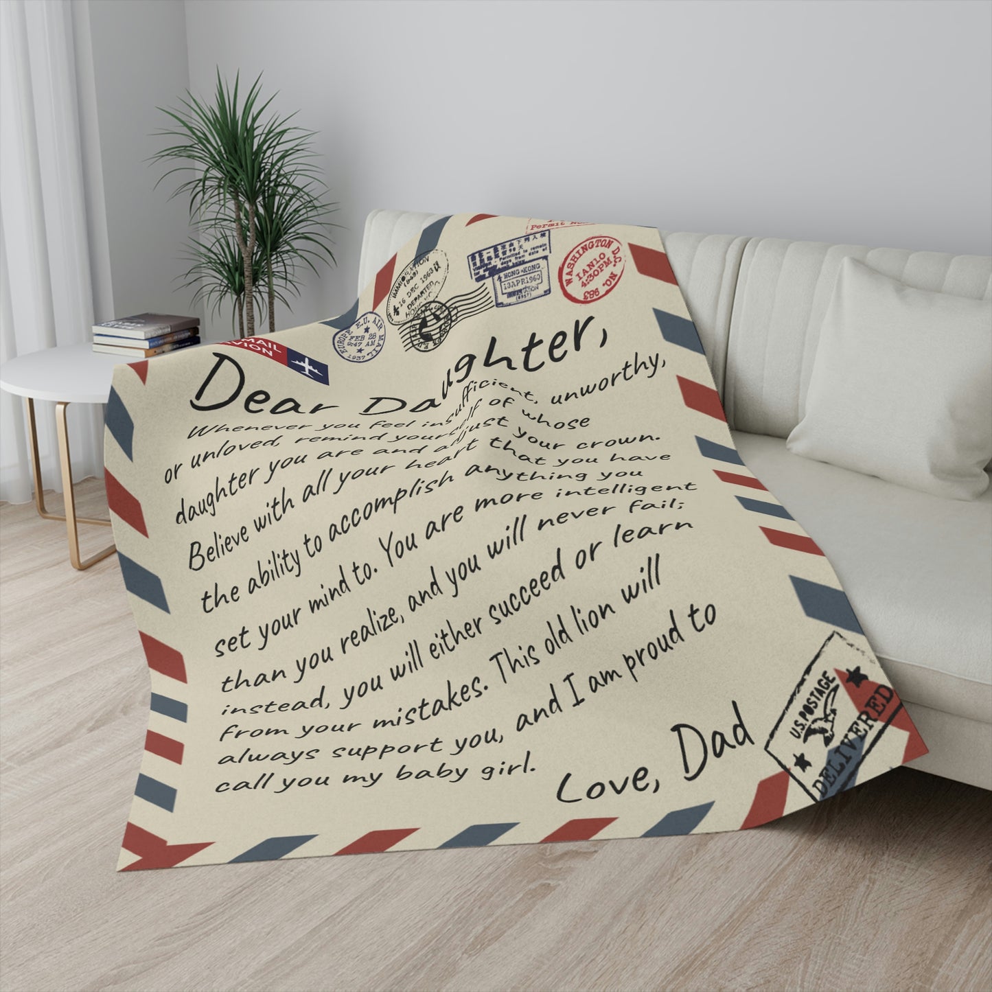 Daughter Personalized Stamped Sherpa Blanket
