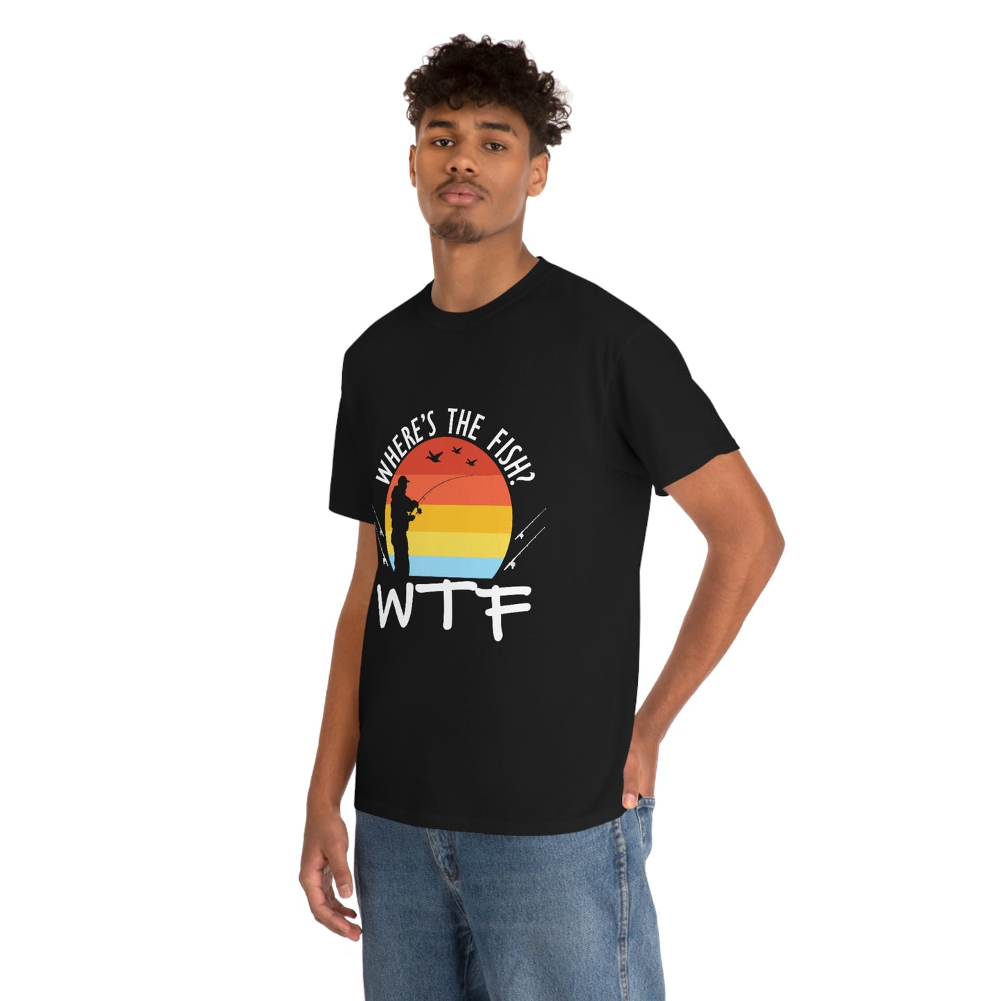 Where's The Fish  WTF Unisex Heavy Cotton Tee