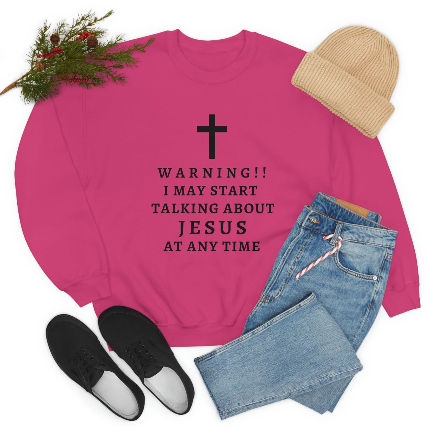 Warning I May Start Talking About Jesus  Unisex Heavy Blend™ Crewneck Sweatshirt