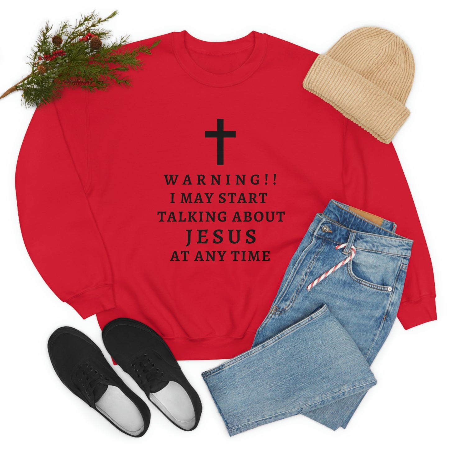 Warning I May Start Talking About Jesus  Unisex Heavy Blend™ Crewneck Sweatshirt