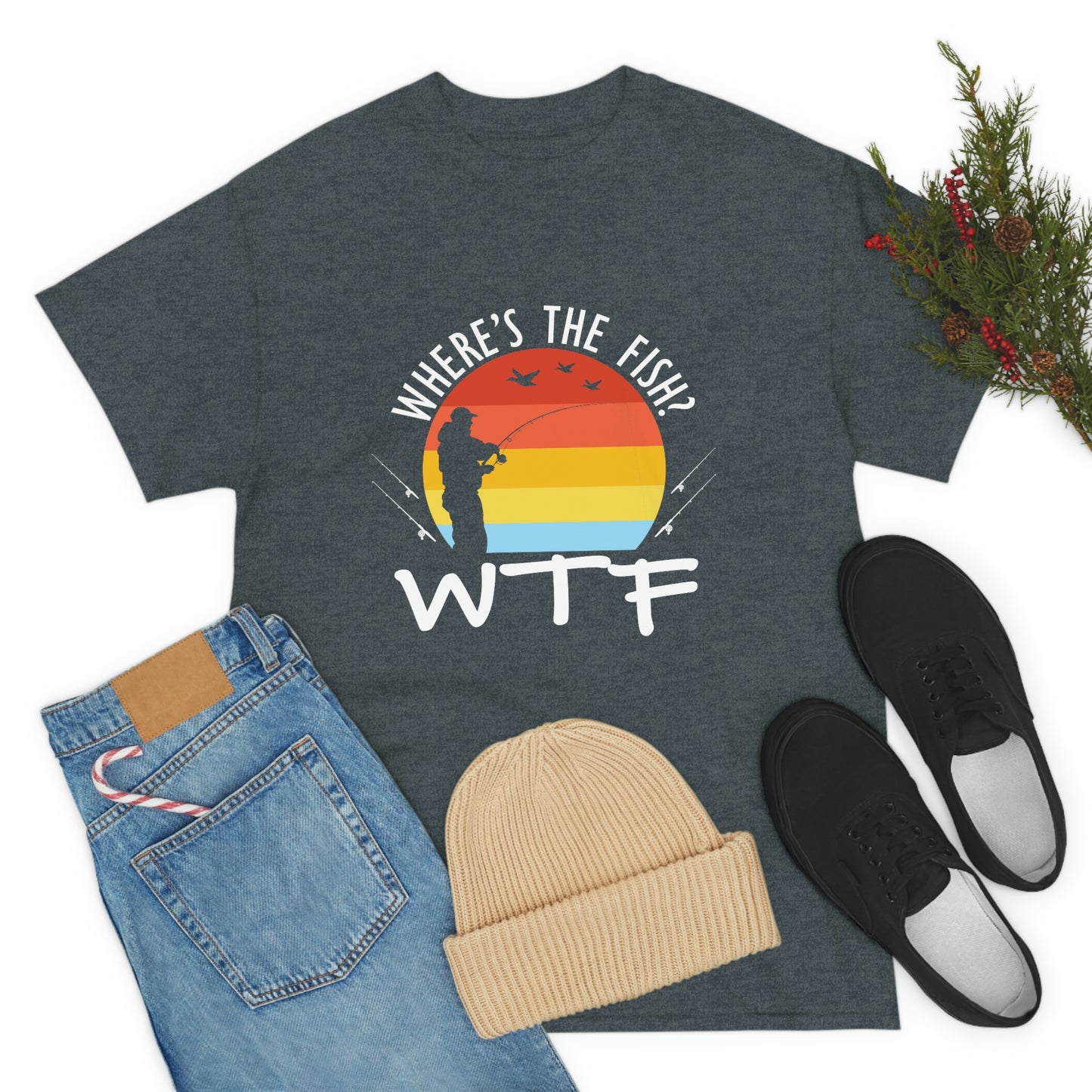 Where's The Fish  WTF Unisex Heavy Cotton Tee