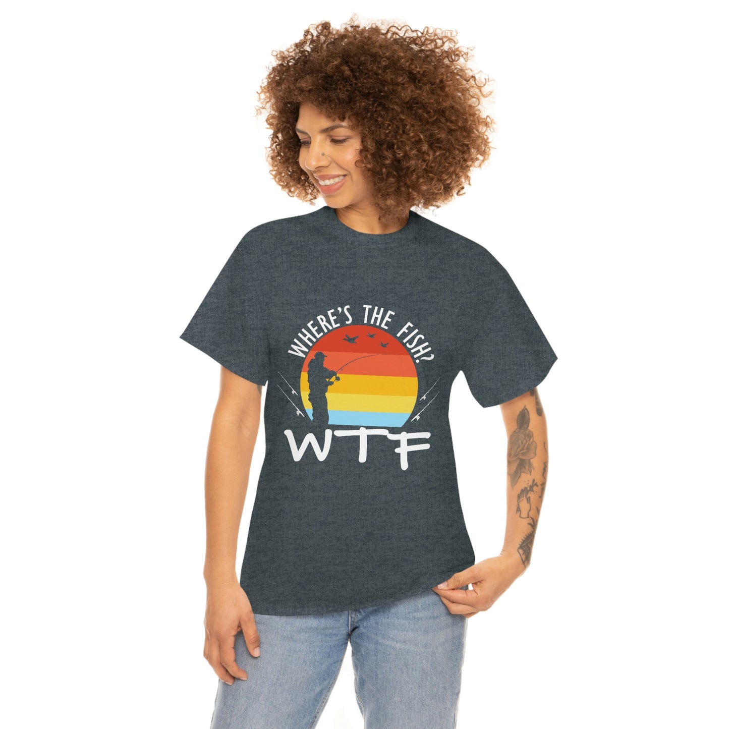 Where's The Fish  WTF Unisex Heavy Cotton Tee