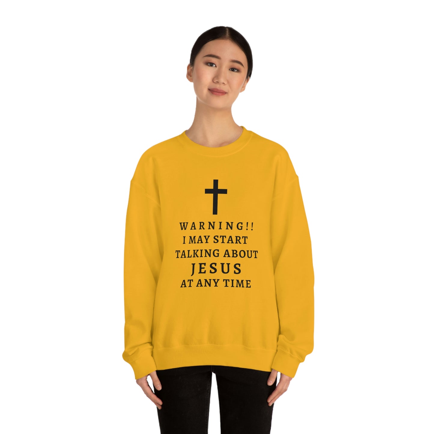 Warning I May Start Talking About Jesus  Unisex Heavy Blend™ Crewneck Sweatshirt