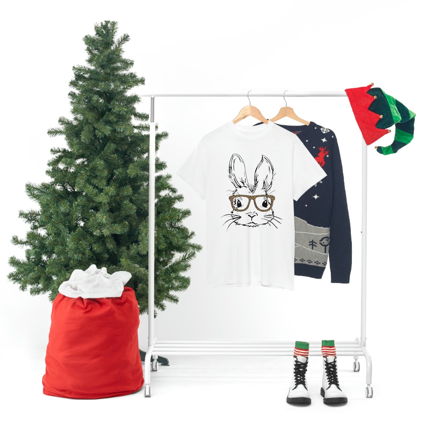 Easter Bunny With Glasses Unisex Heavy Cotton Tee