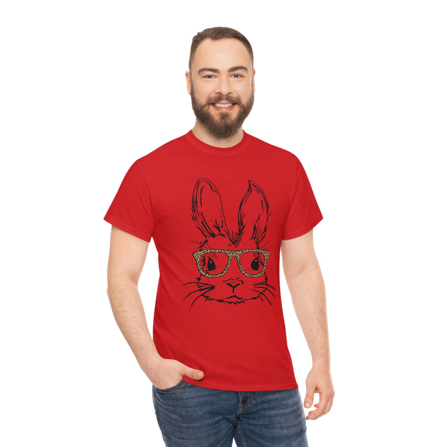 Easter Bunny With Glasses Unisex Heavy Cotton Tee
