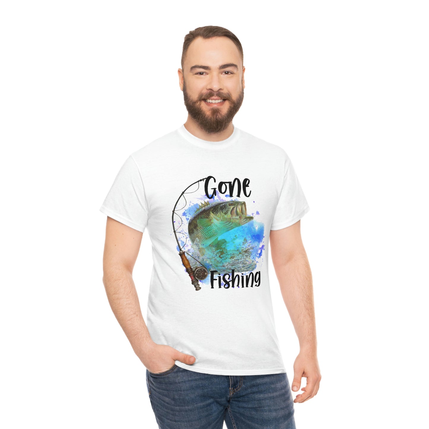 Gone Fishing Unisex Heavy Cotton Tee