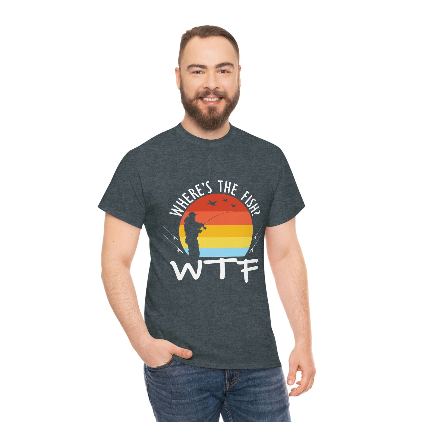 Where's The Fish  WTF Unisex Heavy Cotton Tee