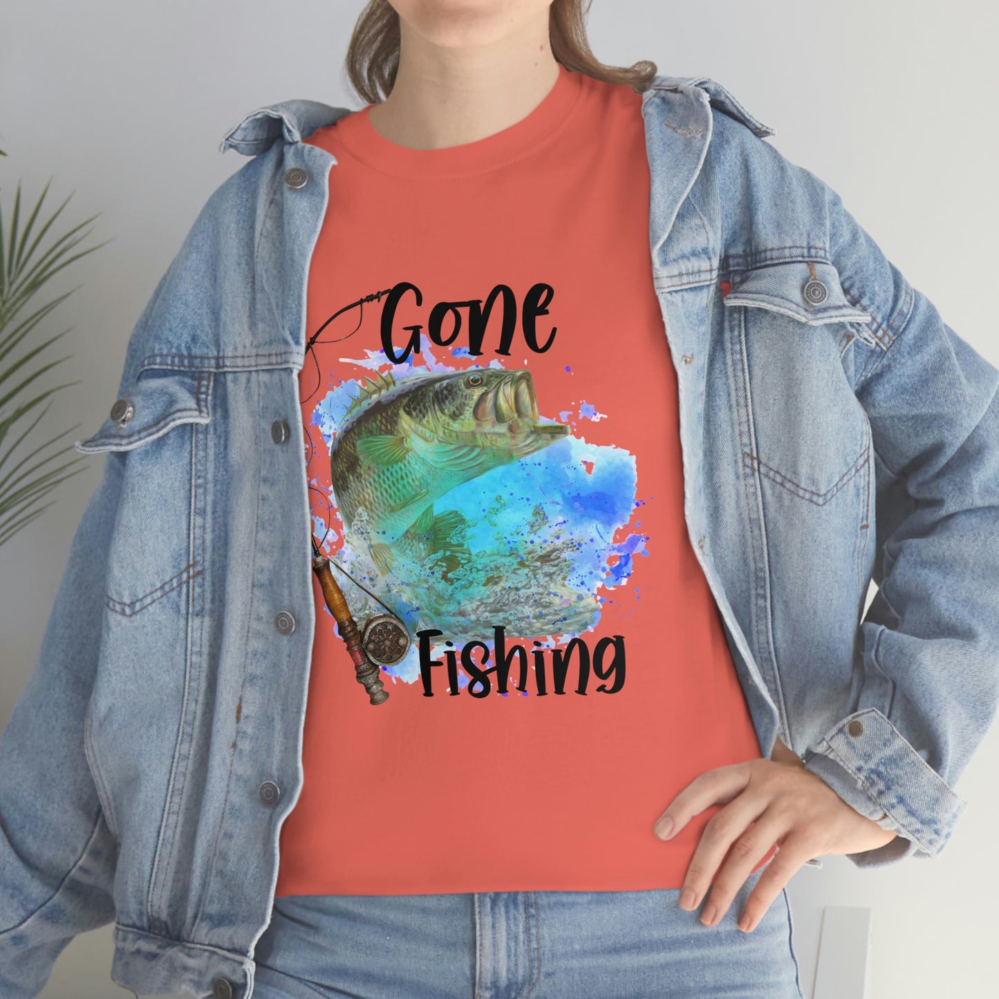 Gone Fishing Unisex Heavy Cotton Tee