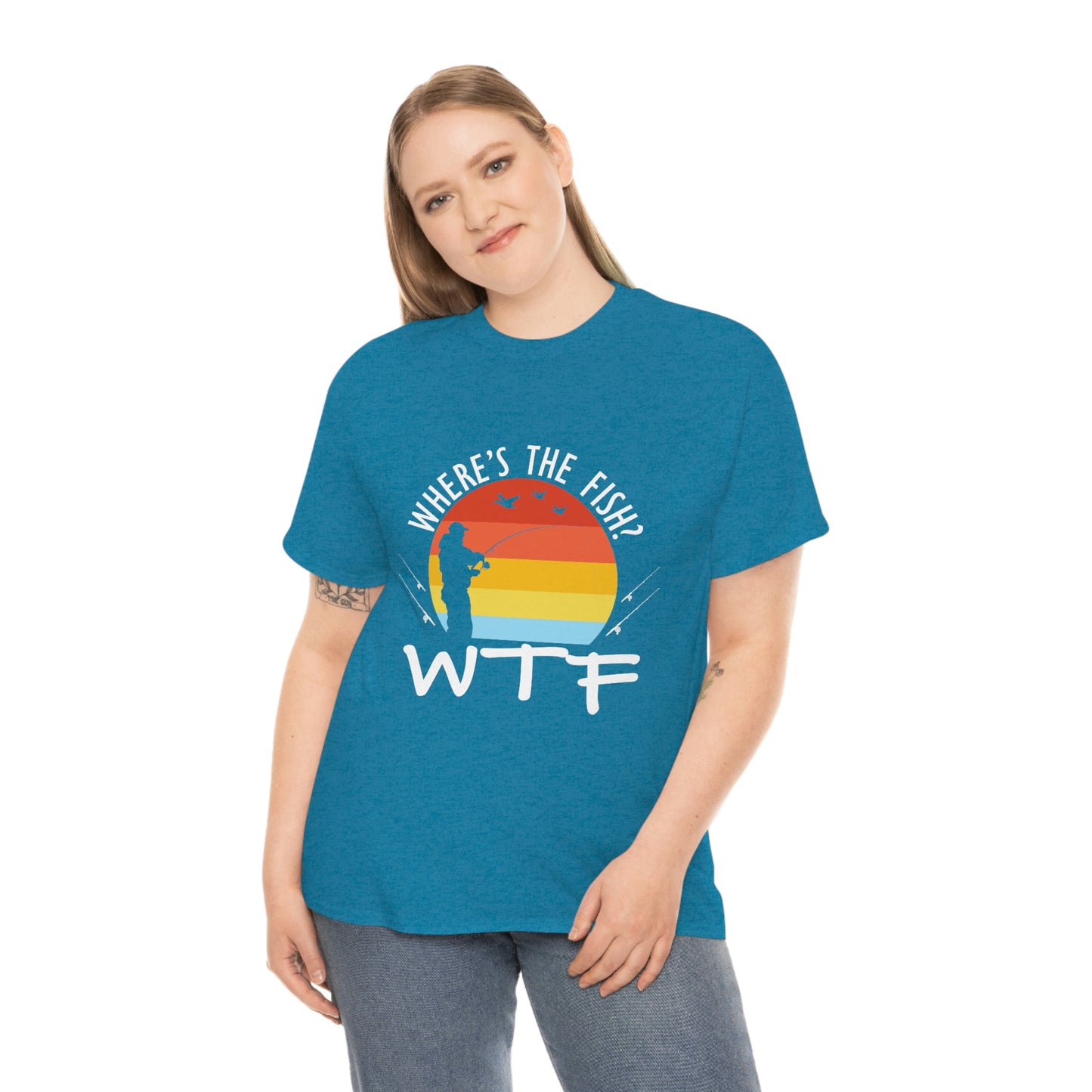 Where's The Fish  WTF Unisex Heavy Cotton Tee