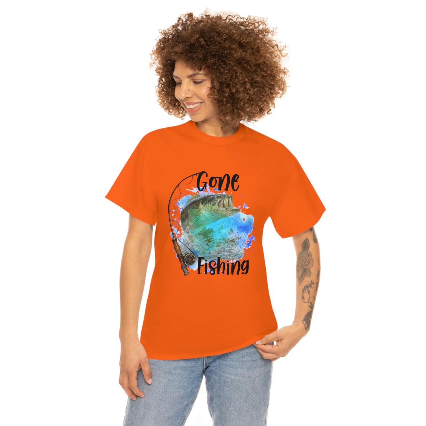 Gone Fishing Unisex Heavy Cotton Tee