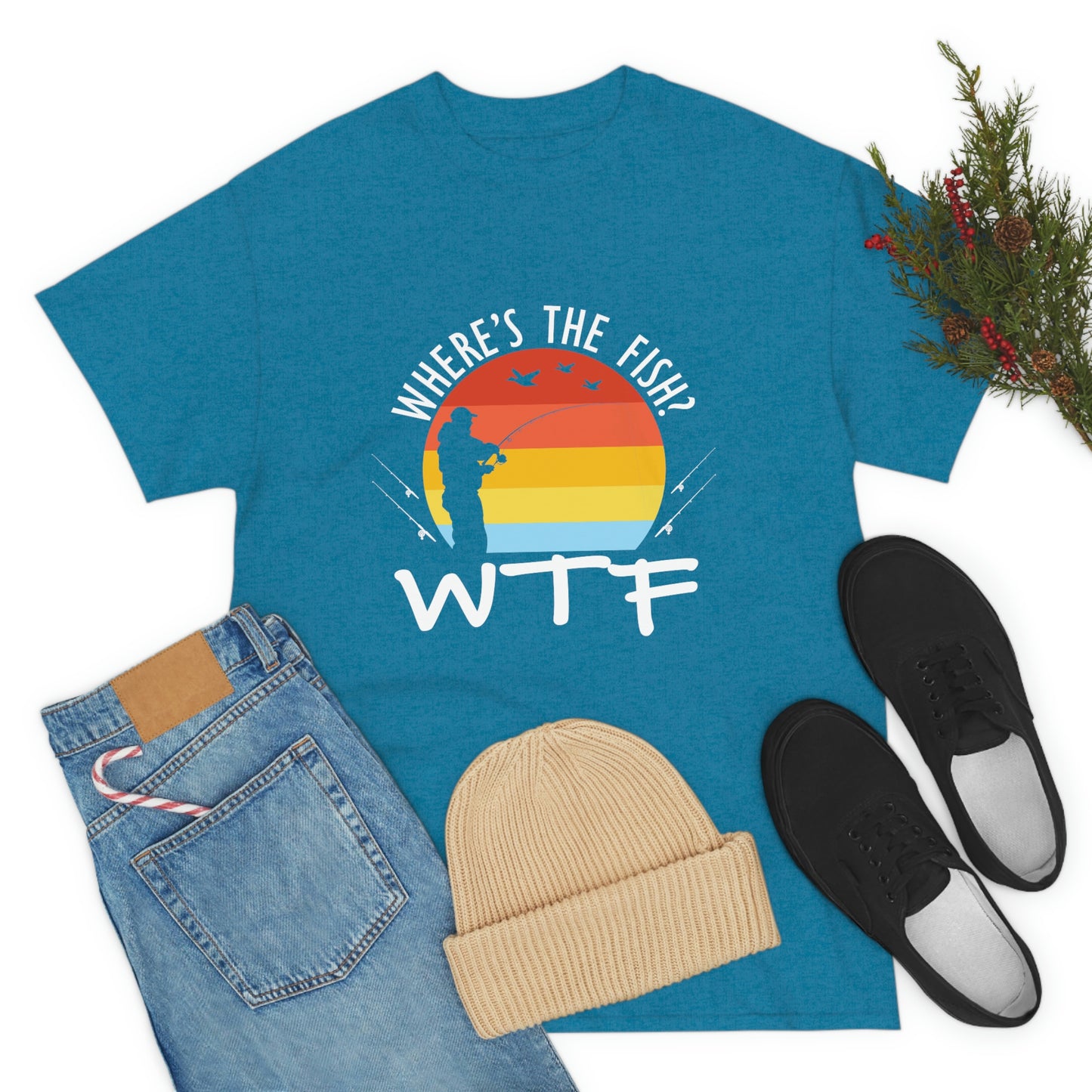 Where's The Fish  WTF Unisex Heavy Cotton Tee