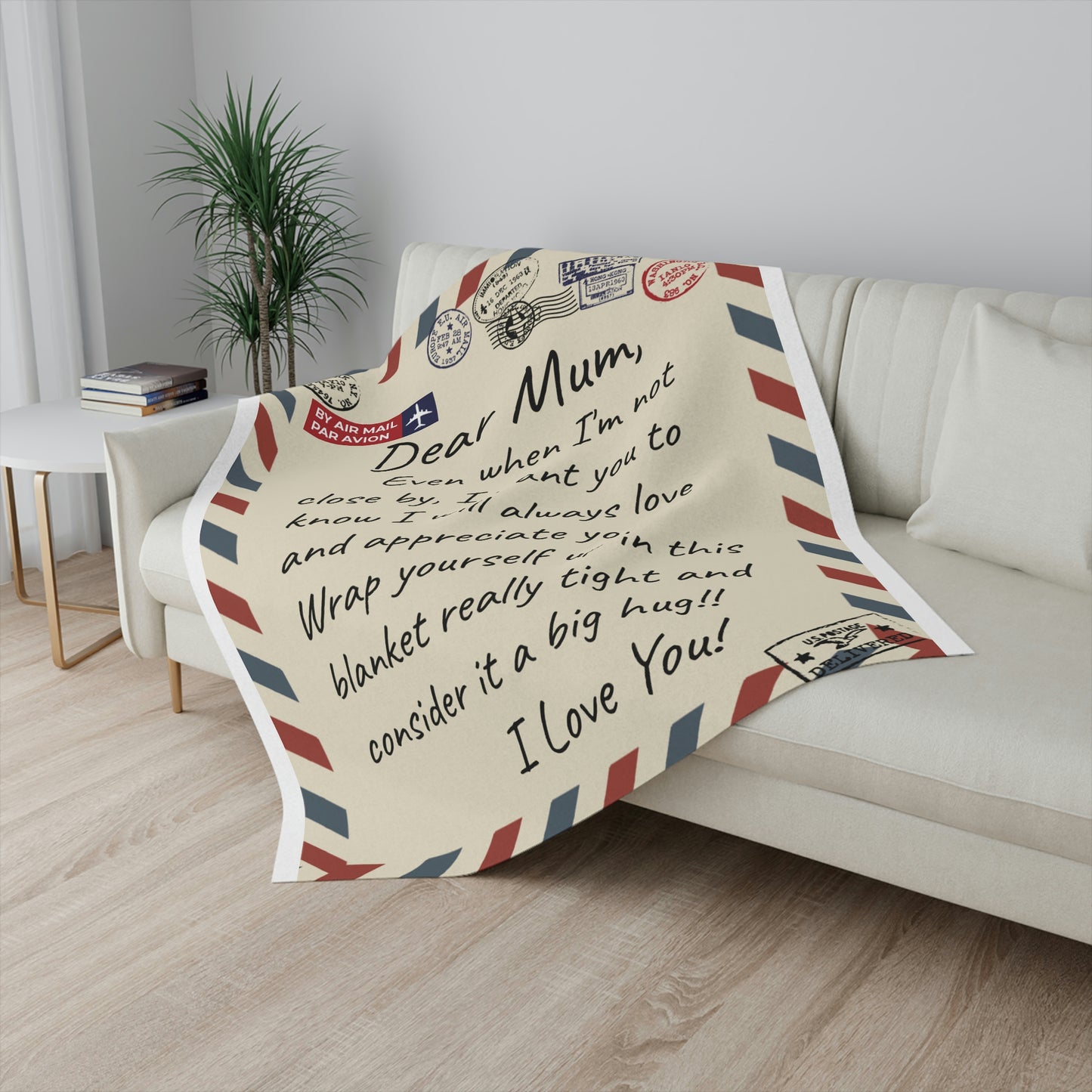 Dear Mum Personalized Stamp Sherpa Blanket