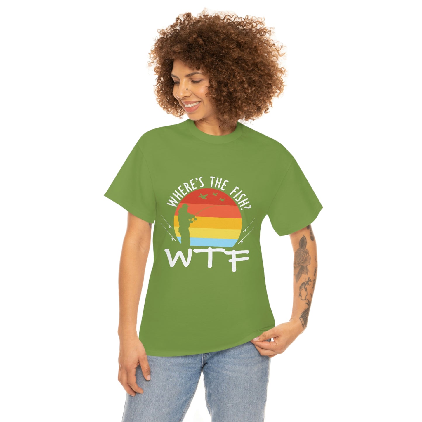 Where's The Fish  WTF Unisex Heavy Cotton Tee