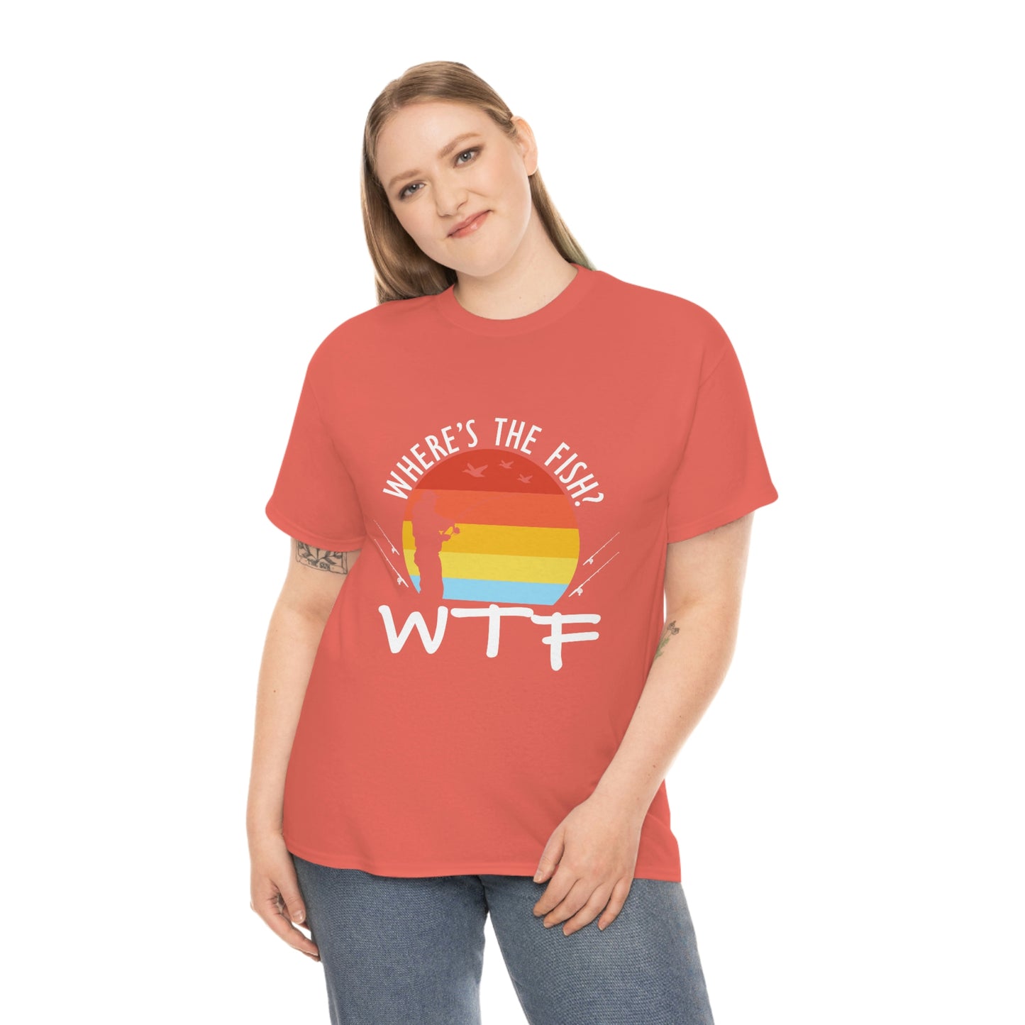 Where's The Fish  WTF Unisex Heavy Cotton Tee