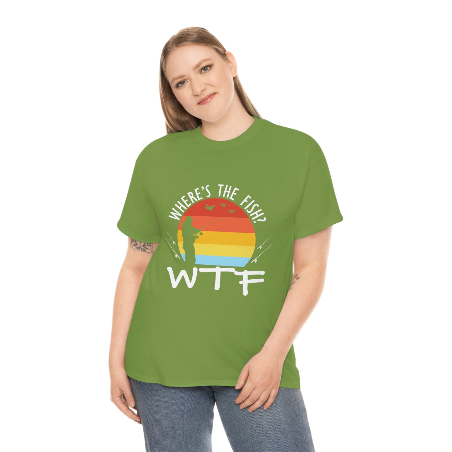 Where's The Fish  WTF Unisex Heavy Cotton Tee
