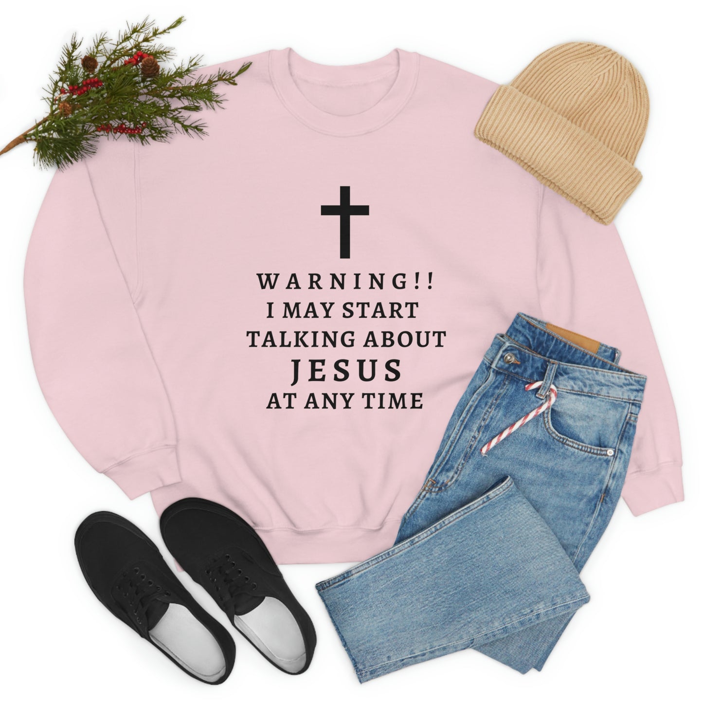 Warning I May Start Talking About Jesus  Unisex Heavy Blend™ Crewneck Sweatshirt