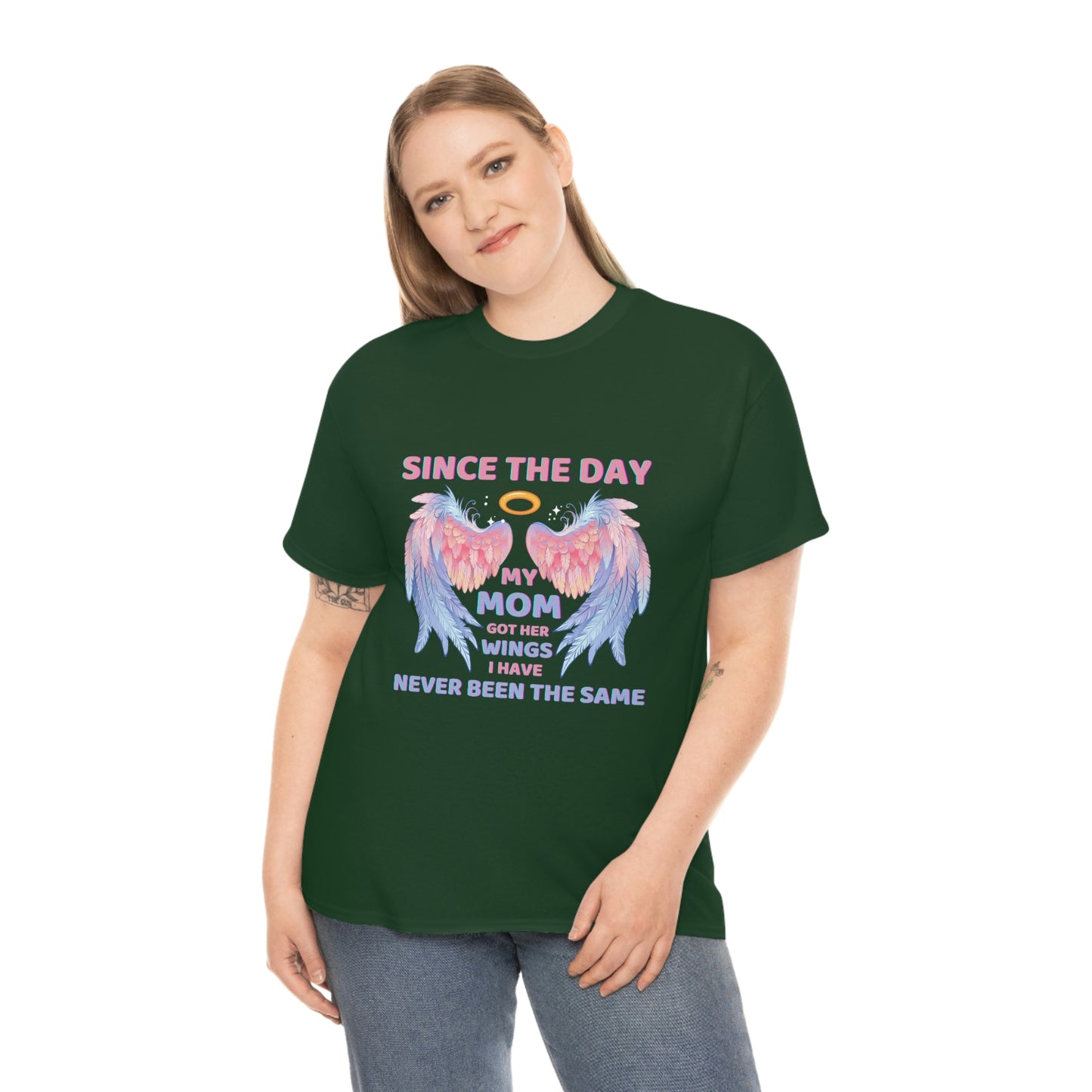 Since The Day My Mom Got Her Wings Unisex Heavy Cotton Tee
