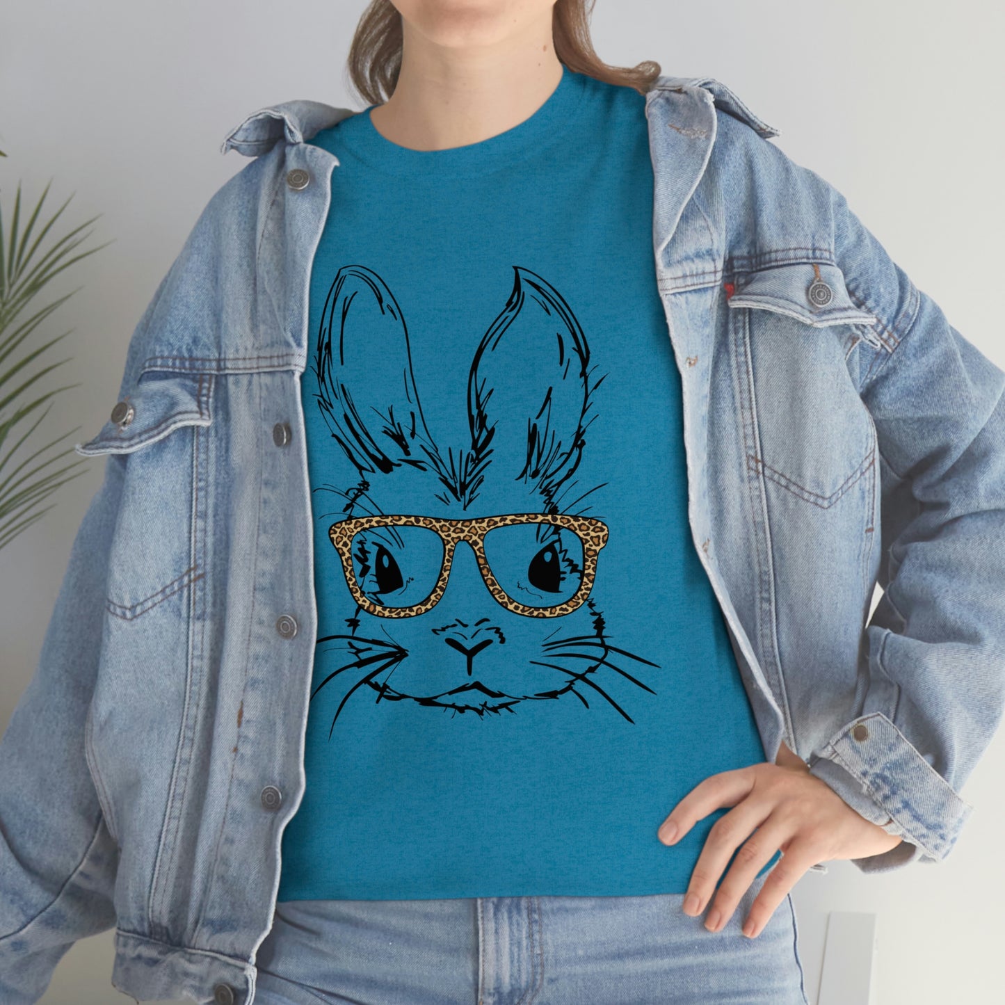 Easter Bunny With Glasses Unisex Heavy Cotton Tee