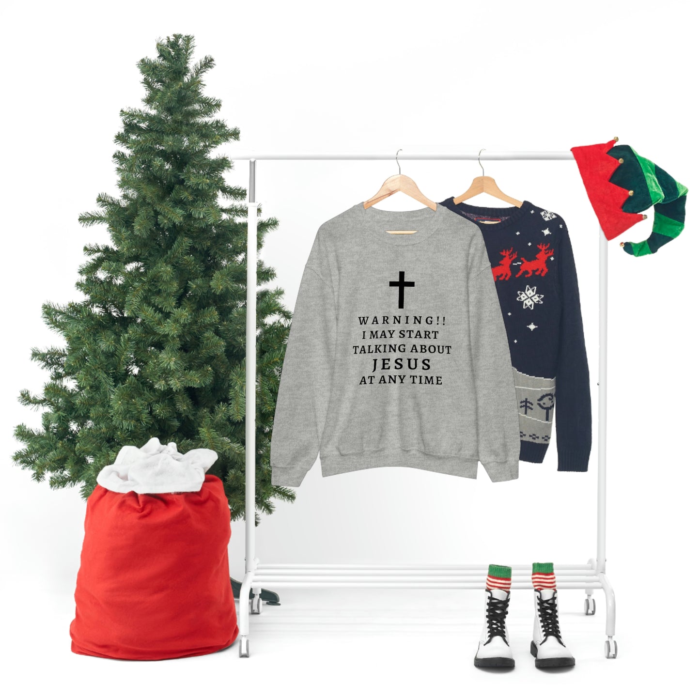 Warning I May Start Talking About Jesus  Unisex Heavy Blend™ Crewneck Sweatshirt