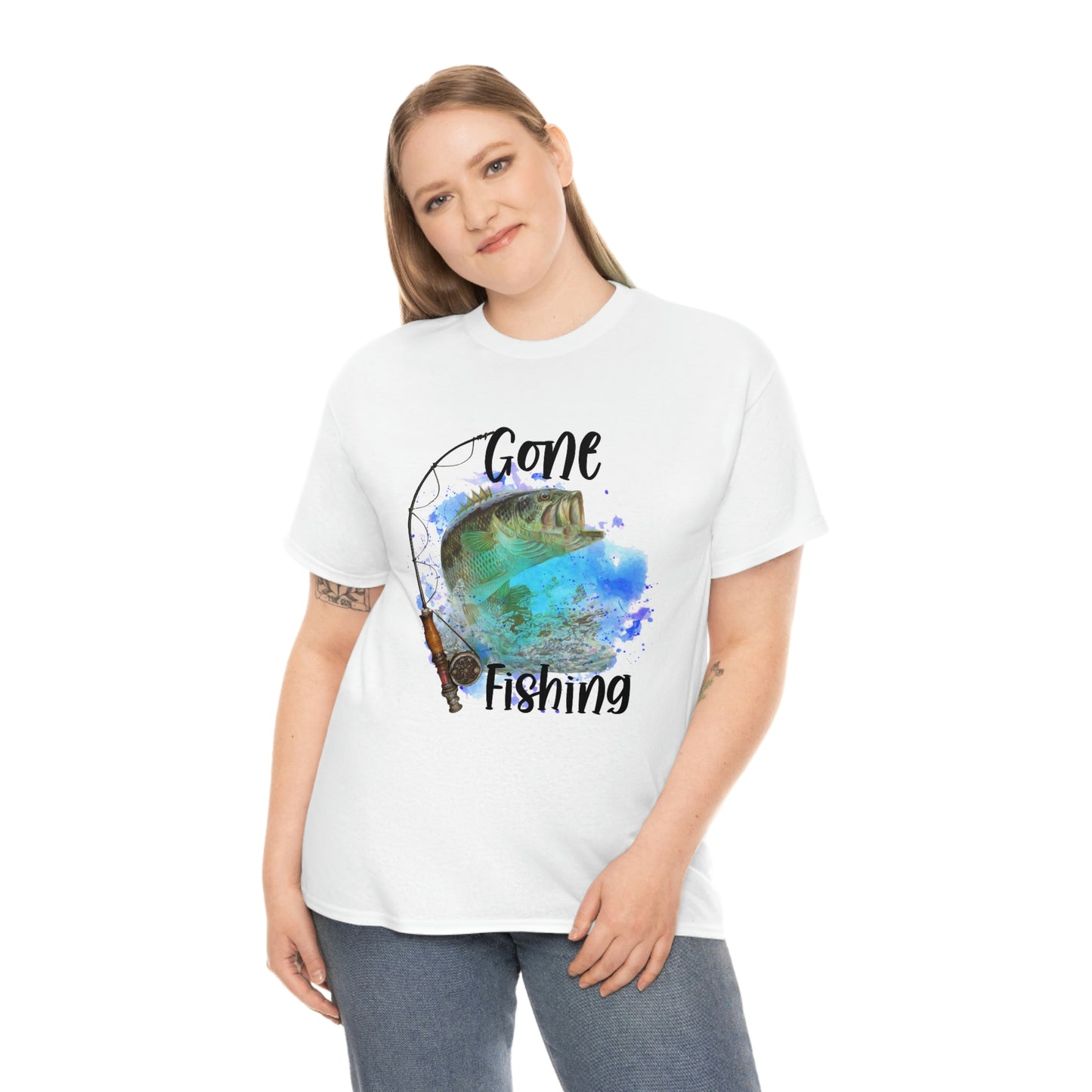 Gone Fishing Unisex Heavy Cotton Tee