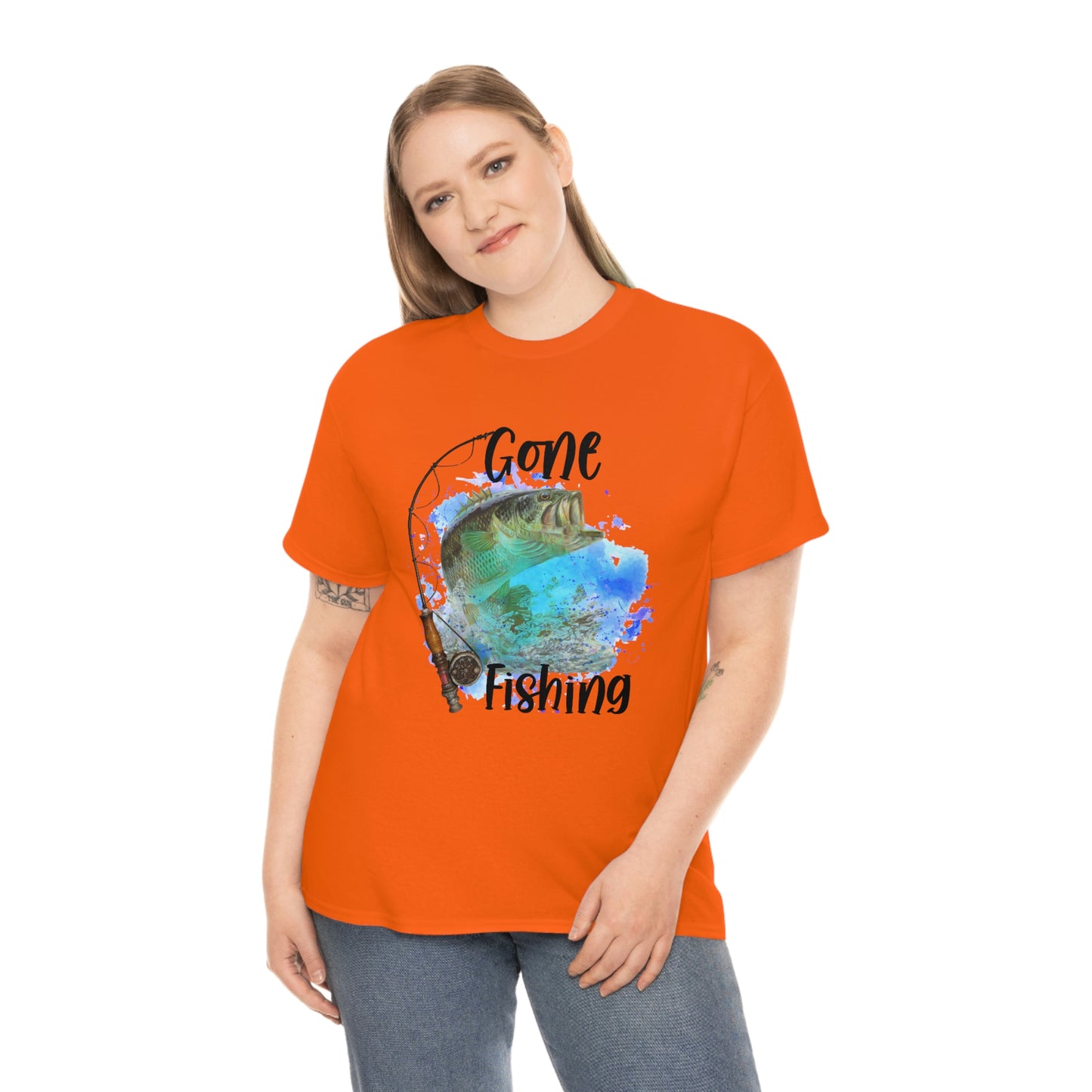 Gone Fishing Unisex Heavy Cotton Tee
