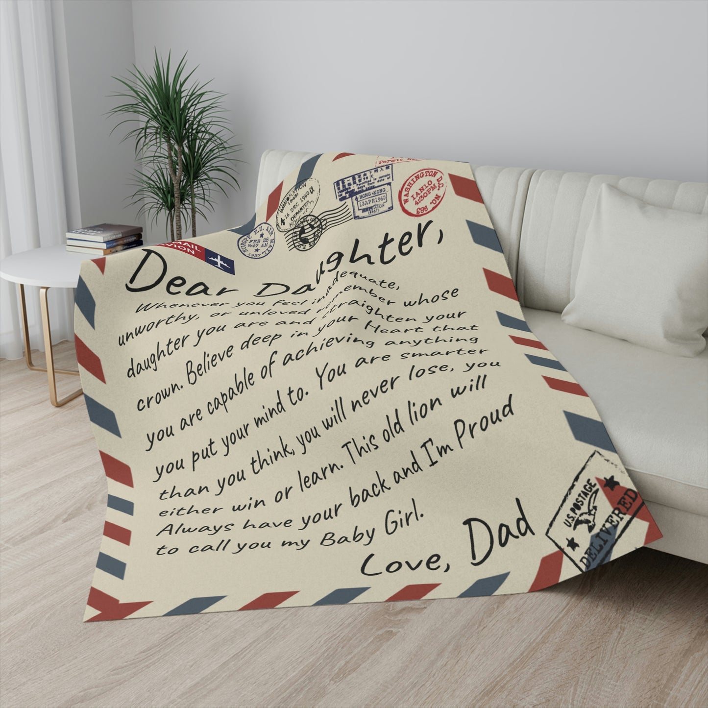 Dear Daughter Love Dad Personalized Sherpa Blanket