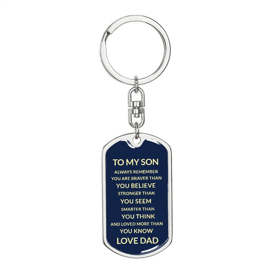 To My Son - Graphic Dog Tag Keychain