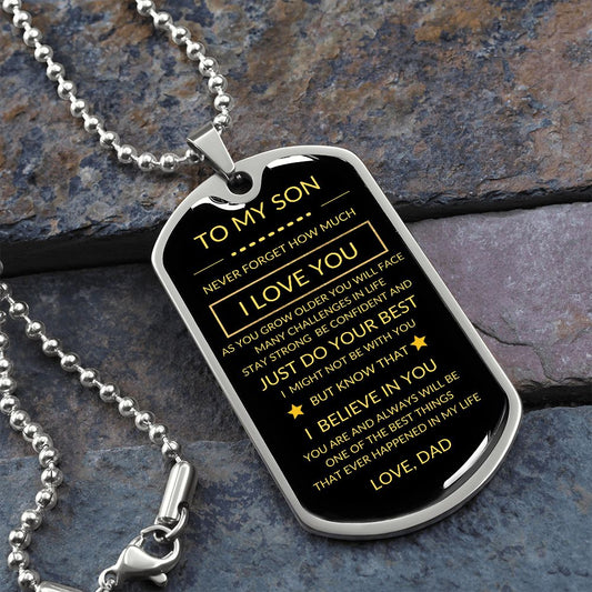 To My Son - Dog Tag Love Dad