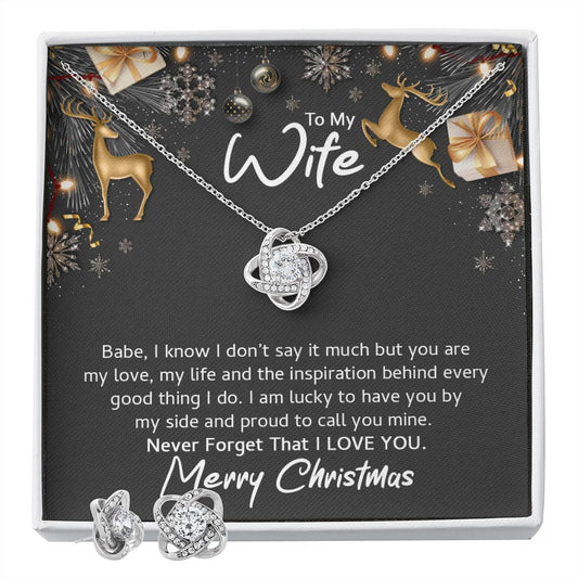 To My Wife - Love Knot Earring & Necklace Set