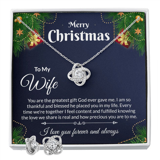 To My Wife - Love Knot Earring & Necklace Set