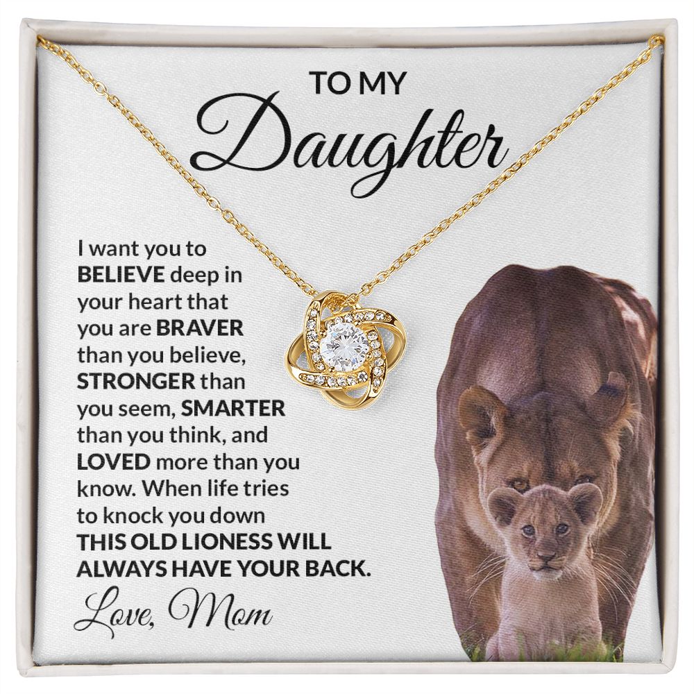 To My Daughter Love Mom Love Knot Necklace