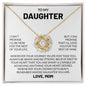 To My Daughter Love Mom  Love Knot Necklace