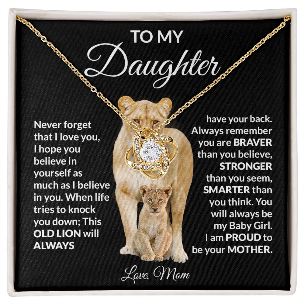 To My Daughter Love Mom Love Knot Necklace