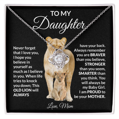To My Daughter Love Mom Love Knot Necklace