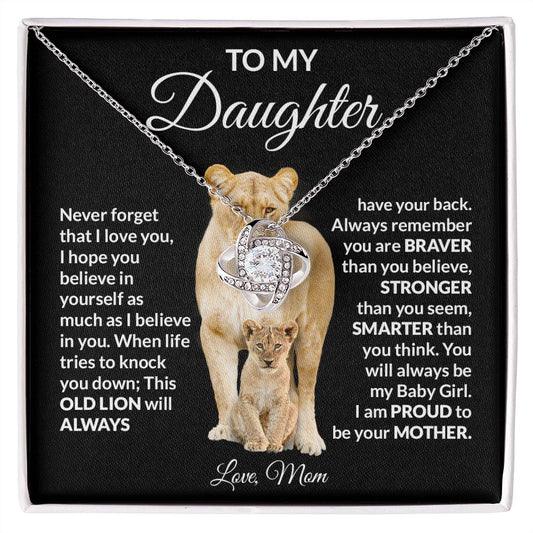 To My Daughter Love Mom Love Knot Necklace