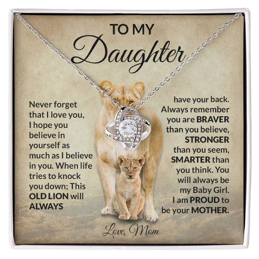 To My Daughter Love Mom - Love Knot Necklace