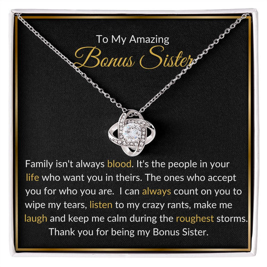 To My Amazing Bonus Sister - Love Knot Necklace