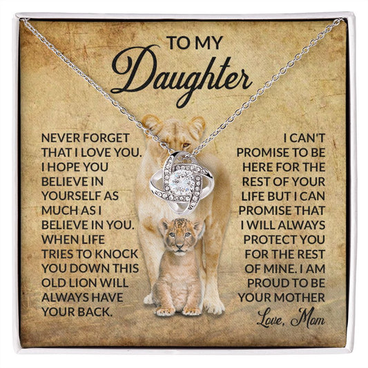 To My Daughter Love Mom Love Knot Necklace