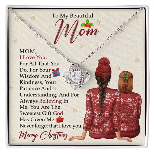 To My Beautiful Mom - Love Knot Necklace
