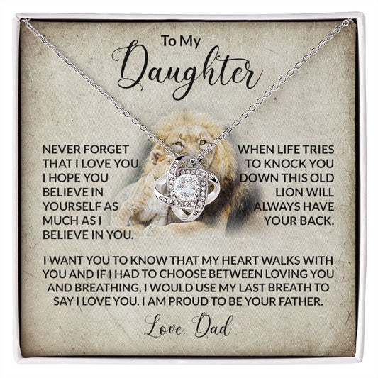 To My Daughter Love Dad Love Knot Necklace