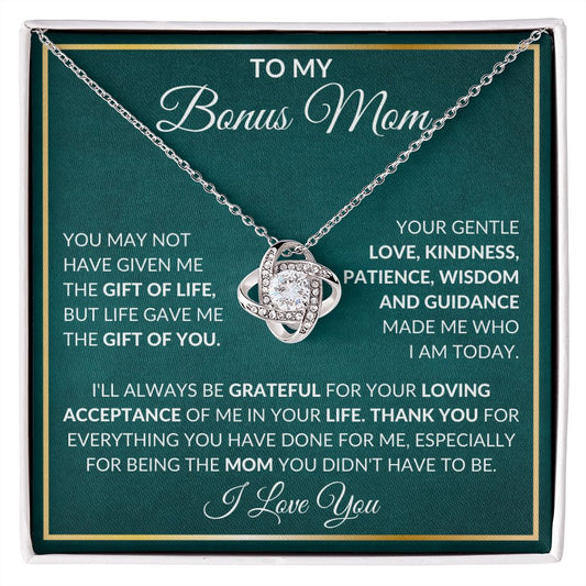 To My Bonus Mom I Love You Love Knot Necklace