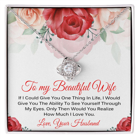 To My Beautiful Wife - Love Knot Necklace