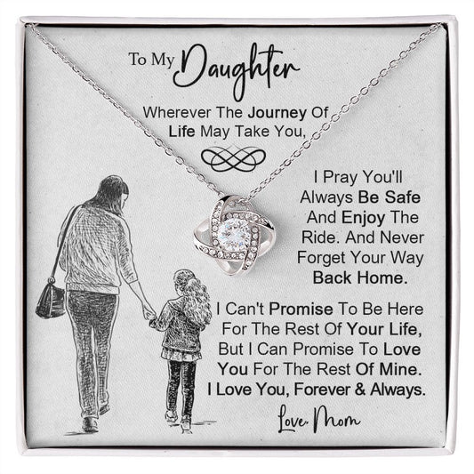 To My Daughter  Love Mom  Love Knot Necklace