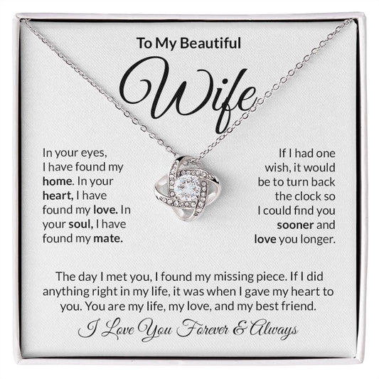 To My Beautiful Wife - Love Knot Necklace