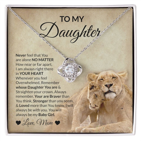 To My Daughter Love Mom Love Knot Necklace