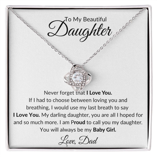 To My Beautiful Daughter - Love Knot Necklace