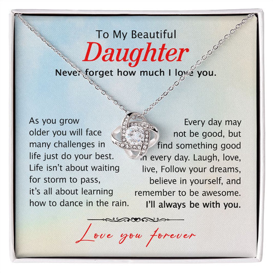To My Beautiful Daughter - Love Knot Necklace