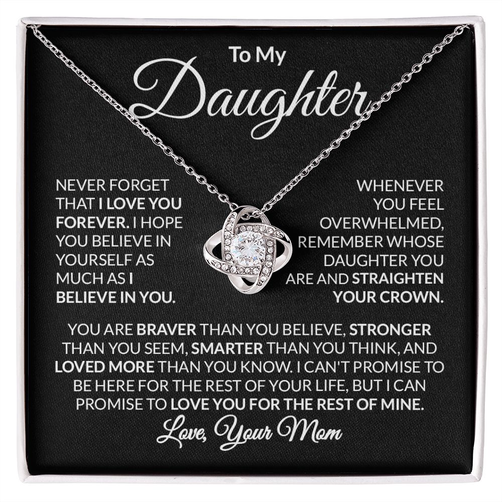 To My Daughter Love Mom Love Knot Necklace