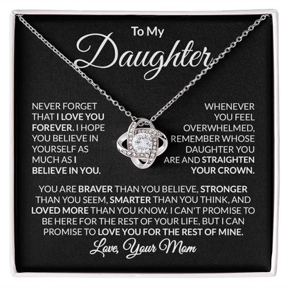 To My Daughter Love Mom Love Knot Necklace